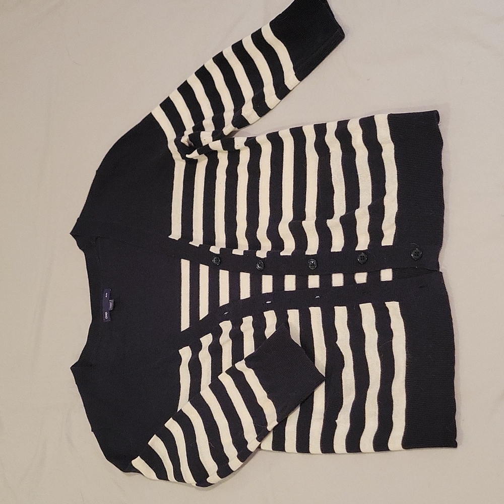 Gap 3/4 Sleeve Navy Stiped Cardigan